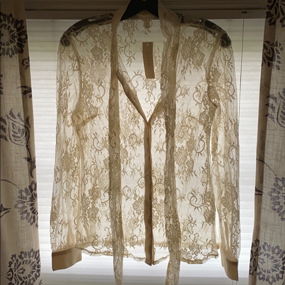 NEW Adiva Lace Tie Neck Collar Blouse, S